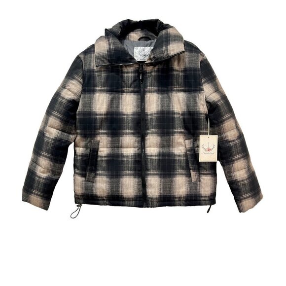 NWT Boundless North Size S Plaid Puffer Jacket Brown MSRP $128 - Picture 5 of 14